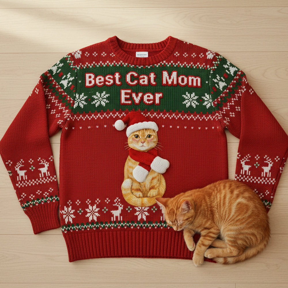 Best Cat Mom Custom Photo Gifts For Cat Lovers Ugly Sweater 03natn171025 - AOP Products - GoDuckee