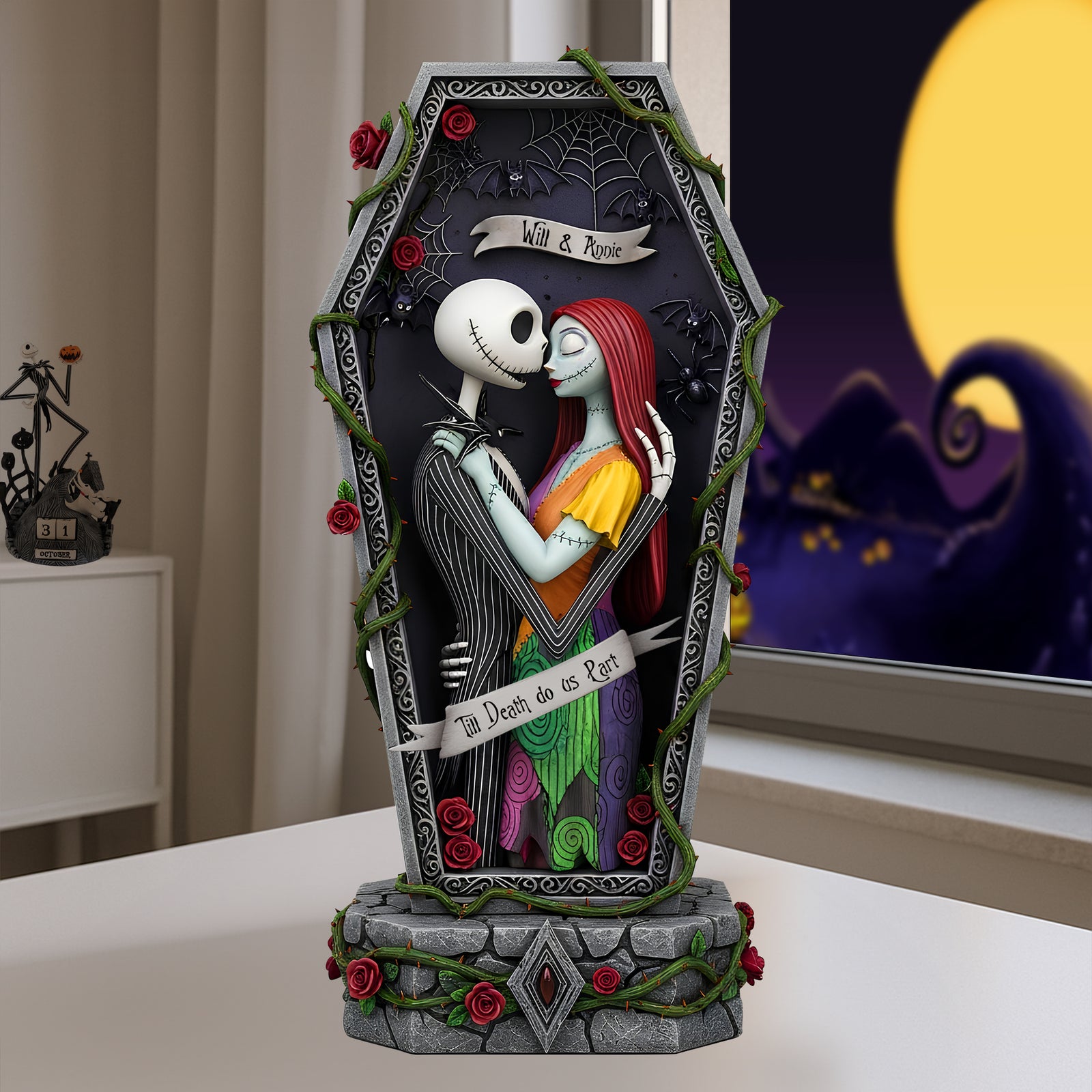 Spooky Couple Forever Acrylic Plaque - Personalized Gifts For Couple 02QHLU220525 - Shaped Plaques - GoDuckee