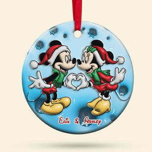 Couple Gift, Personalized Ceramic Ornament, Mouse Couple Ornament, Christmas Gift 02NAHN251023 - Ornament - GoDuckee
