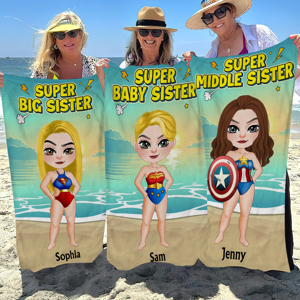 Super Baby Sister Personalized Beach Towel 03OHTN190723PA - Beach Towel - GoDuckee