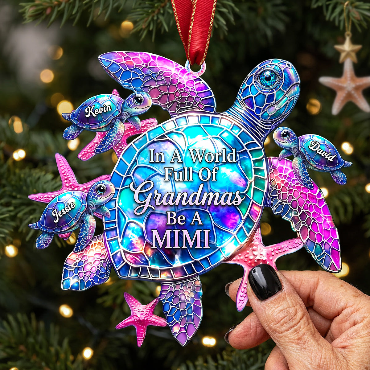 Grandma Turtle Christmas Ornament - Personalized Gifts For Grandma 04huta240826 - Ornament - GoDuckee