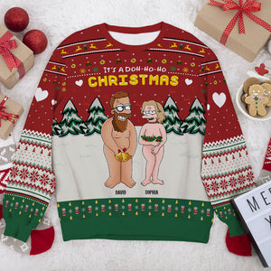 Personalized Gifts For Couple, Funny Cartoon Couple Ugly Sweater 01TOLU080824HG - Ugly Christmas Sweater - GoDuckee