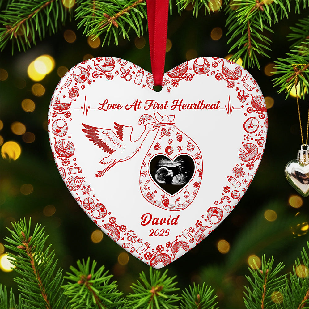 Personalized Christmas Gifts For Pregnant Women Heart Ceramic Ornament 03kita170925 - Ornament - GoDuckee