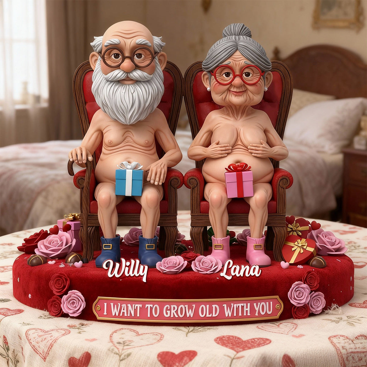 Naughty Old Couple Acrylic Plaque - Personalized Gifts For Couples 02ohmg270126 - Shaped Plaques - GoDuckee