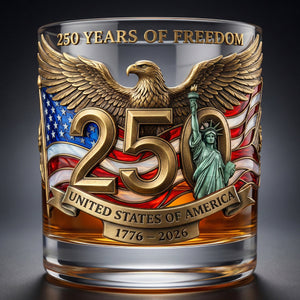 250 Years Of Freedom Anniversary 11oz Round Glass - Personalized Gifts For Patriots 05patn110226 - Glass - GoDuckee