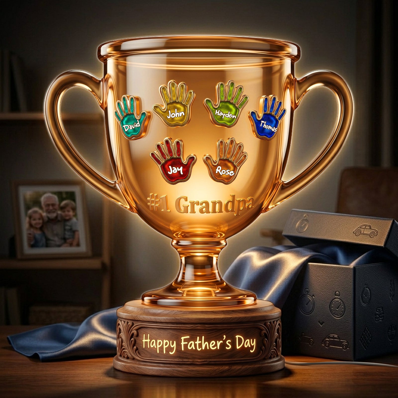 Best Dad Trophy Acrylic Light Box - Personalized Gifts For Father 02palu160426 - Light Box - GoDuckee