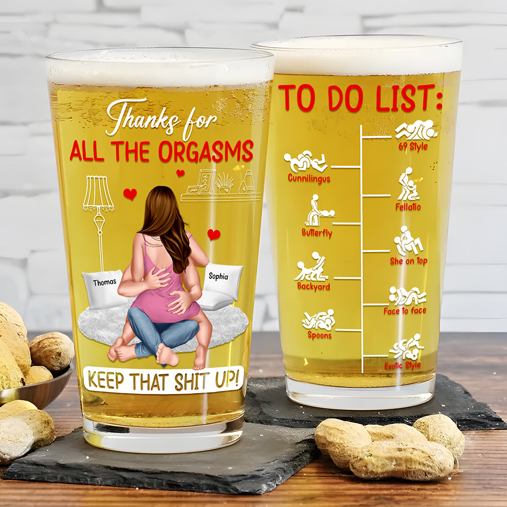Naughty Couple Beer Glass - Personalized Gifts For Couple 01ohqn120525hh - Beer Glasses - GoDuckee