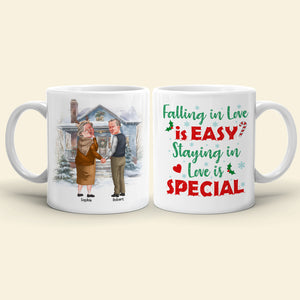 Falling In Love Is Easy? Staying In Love Is Special- Personalized Coffee Mug- Gift For Him/ Gift For Her- Christmas Gift- Old Couple Coffee Mug - Coffee Mug - GoDuckee