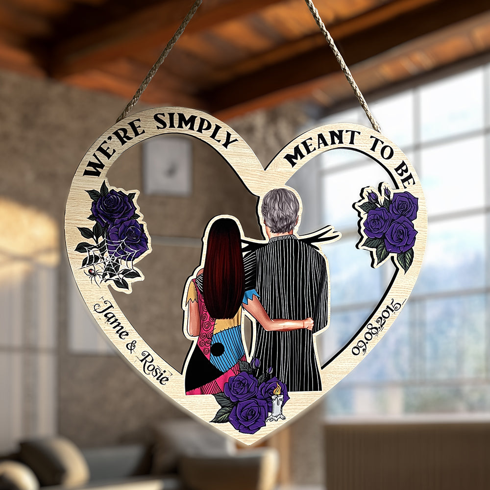 We're Simply Meant To Be Personalized Halloween Couple Wood Sign Gift For Couple - Wood Sign - GoDuckee