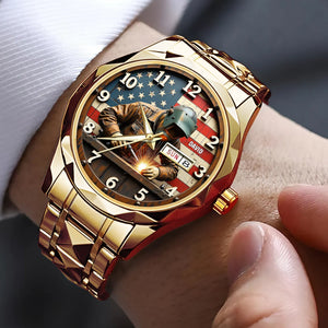 Personalized Gifts For Welder Stainless Steel Men's Watch 01hutn250725 - Men's Watch - GoDuckee