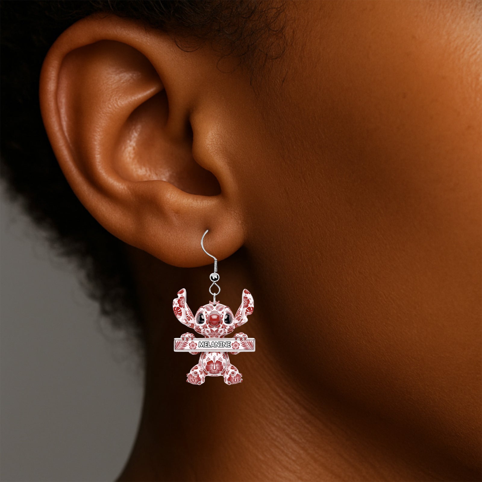 Blue Floral Alien Earrings - Personalized Gifts For Cartoon Fans 03tgmg210725 - Earrings - GoDuckee