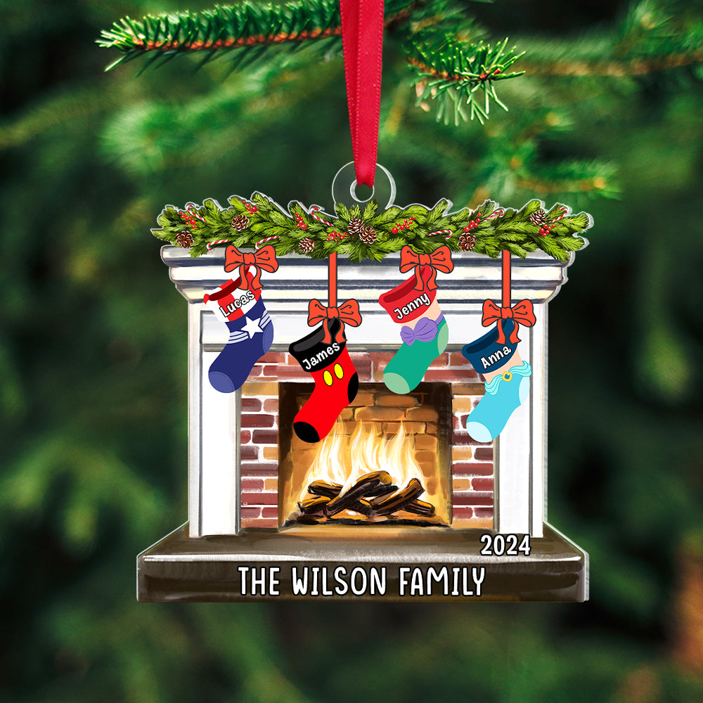 Personalized Gifts For Family Ornament 02natn240724 Hanging Christmas Stocking - Ornament - GoDuckee