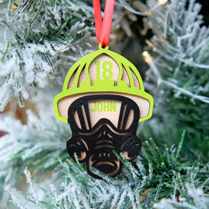 Personalized Firefighter Helmet Wood Ornament, Christmas Decor for Firefighters - Ornament - GoDuckee