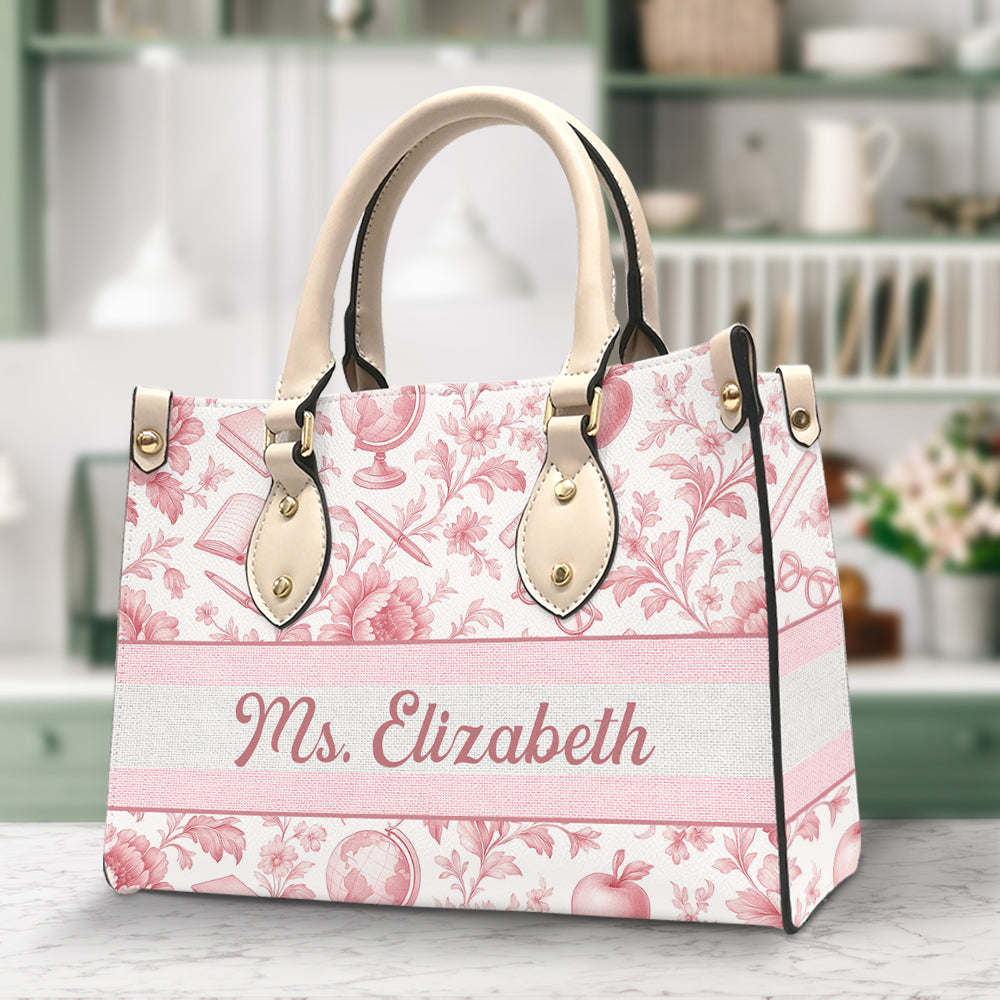 Classic Toile Pattern Leather Bag – Personalized Gifts For Teacher 03pgqn070725 - Leather Bag - GoDuckee