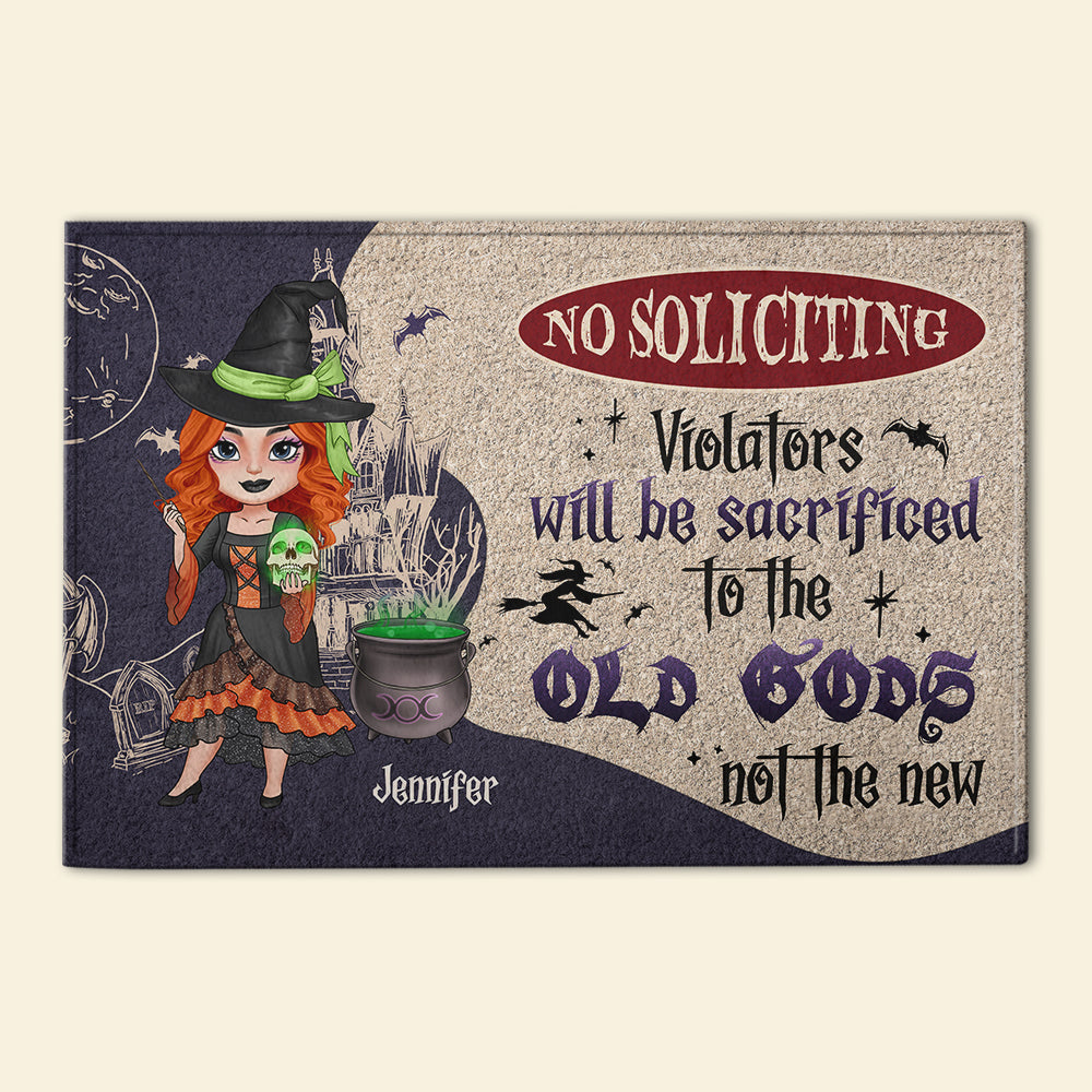 No Soliciting, Gift For Witch Lover, Personalized Doormat, Witchcraft Door Mat, Halloween Gift - Doormat - GoDuckee