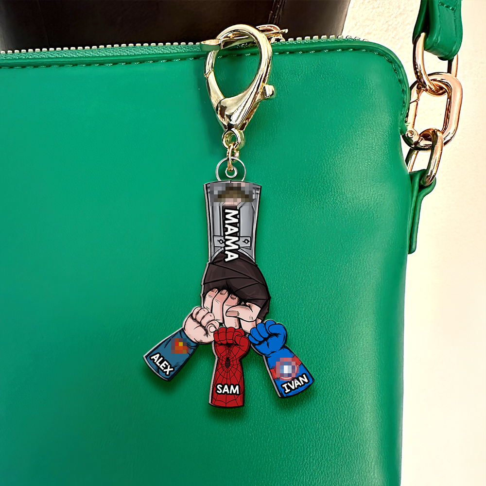 Personalized Gifts For Mom Keychain Superhero Fist Bump 02QHHU080325HA - Keychains - GoDuckee