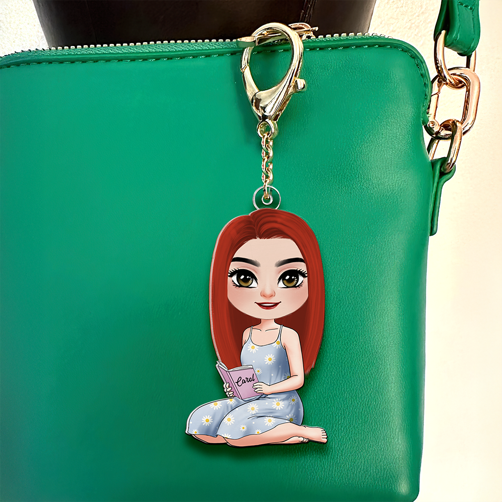 Personalized Gifts For Book Lover Keychain Reading Girl 02QHHU080425HH - Keychains - GoDuckee