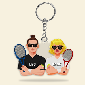 Personalized Gifts For Tennis Couple Keychain 011qhhu210125pa - Keychains - GoDuckee