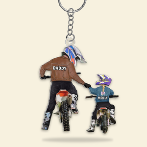 Personalized Gifts For Dad Keychain Motocross Dad And Kid 02QHHU220125TM - Keychains - GoDuckee