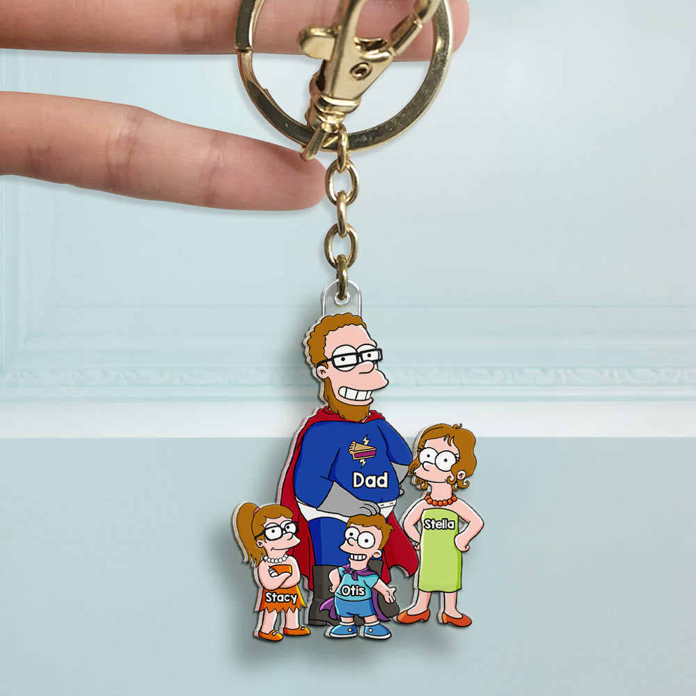 Funny Dad & His Little Ones Acrylic Keychain - Personalized Gifts For Father 01QHHU160525PA - Keychains - GoDuckee