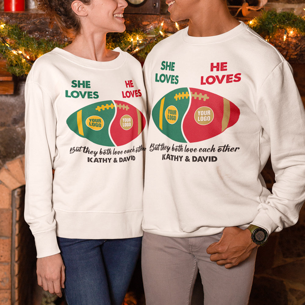 But They Both Love Each Other, Couple Gift, Personalized Shirt, Football Couple Shirt, Christmas Gift 01HUTI231123 - Shirts - GoDuckee