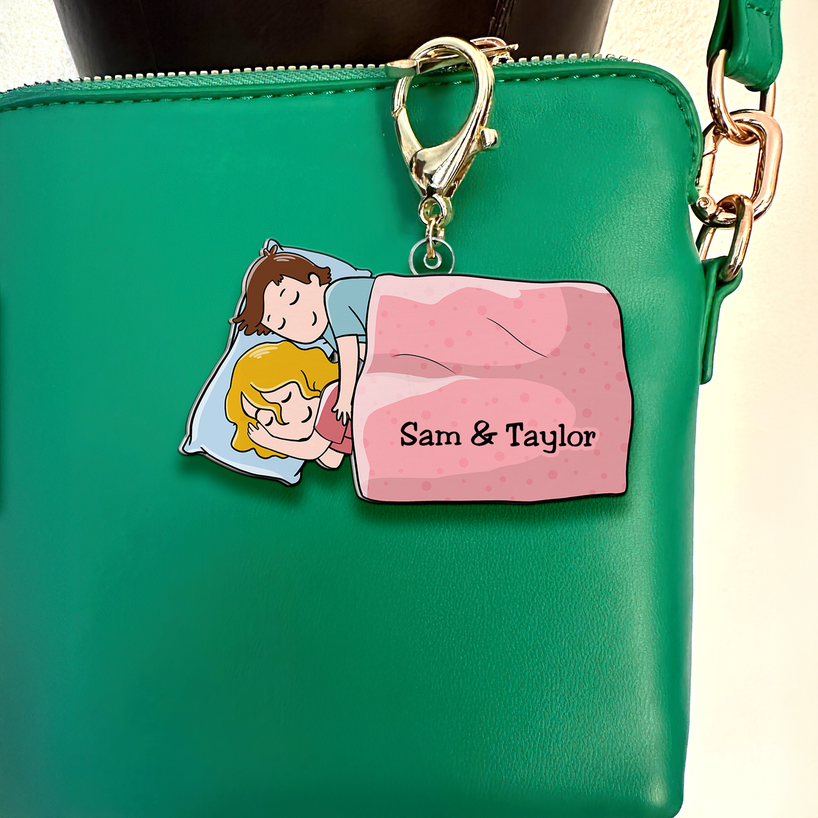 Personalized Gifts For Couple Keychain Couple Sleeping 01QHHU110225HH - Keychains - GoDuckee