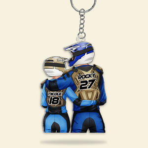 Personalized Gifts For Motocross Couple Keychain 02qhhu150125hh - Keychains - GoDuckee