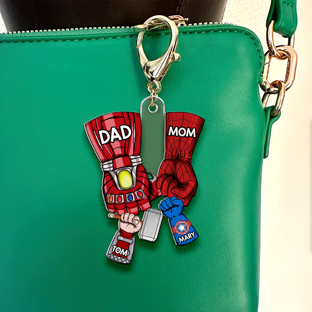 Personalized Gifts For Family Keychain Superhero Fist Bump 03QHHU030325HA - Keychains - GoDuckee