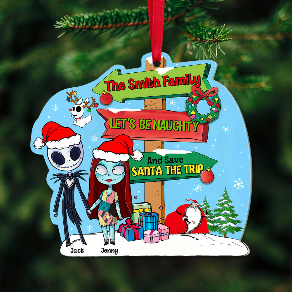 Let's Be Naughty And Save Santa The Trip, Personalized Ornament PW-03HUTN290923, Christmas Gift For Couple - Ornament - GoDuckee