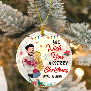 We Wish You A Merry Christmas, Personalized Acrylic Ornament, Xmas Gift For Couple - Ornament - GoDuckee