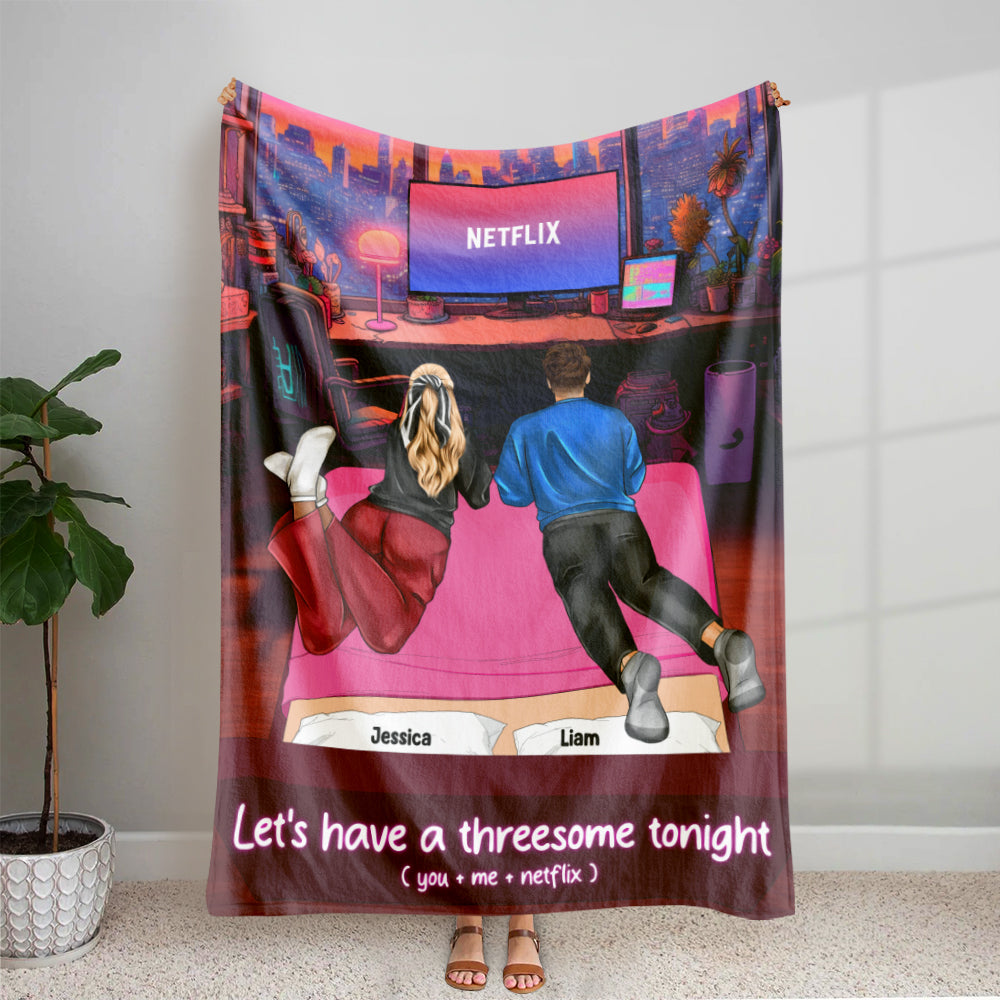 Personalized Gifts For Couple Blanket Let's Have A Threesome Tonight 03TOPU220124TM - Blankets - GoDuckee