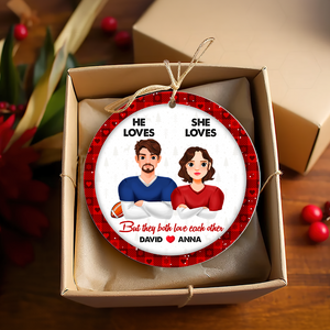 Personalized Gifts For Couple Christmas Ornament American Football Couple 03HUPU141024HG - Ornament - GoDuckee