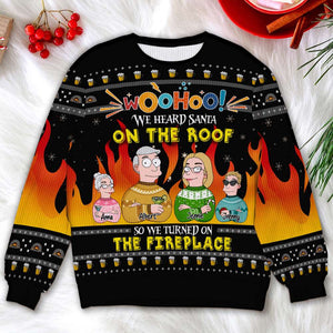 Personalized Gifts For Family Ugly Sweater, Cartoon Character Fireplace 02TGLU011124HG - AOP Products - GoDuckee