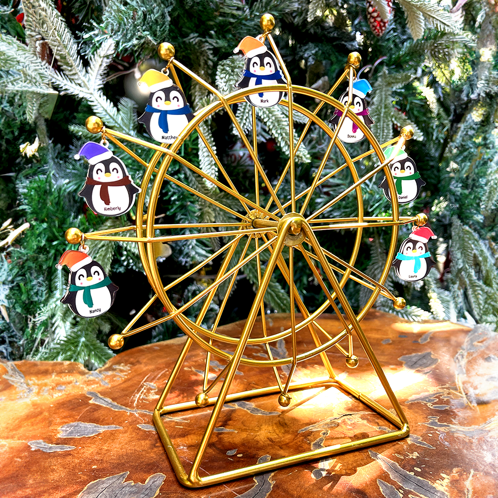 (ZIMO) Personalized Ferris Wheel Penguin Family - Home Decor - GoDuckee
