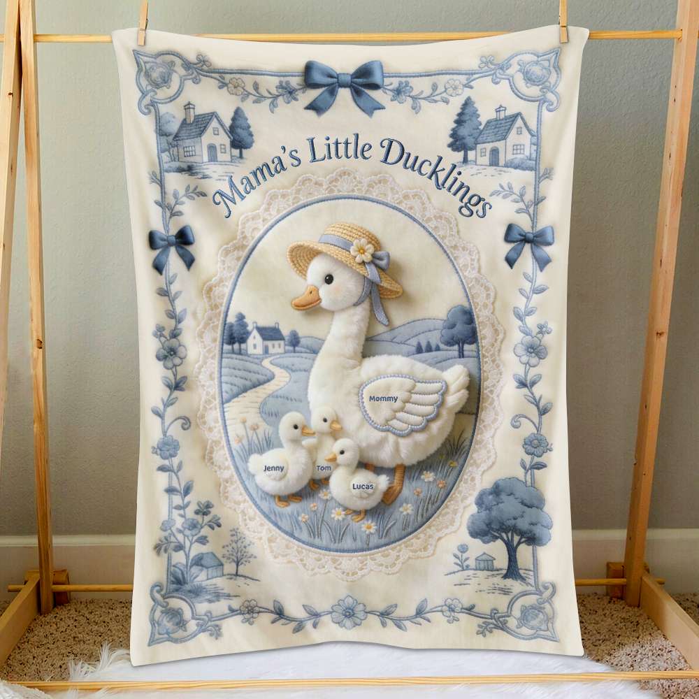 Mama's Little Ducklings Blanket - Personalized Gifts For Mom 03PGTN170326 - Blanket - GoDuckee