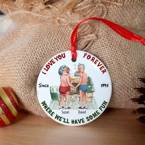 I Love You Forever, Couple Gift, Personalized Ceramic Ornament, Old Couple Ornament, Christmas Gift 03PGHN010923DA - Ornament - GoDuckee