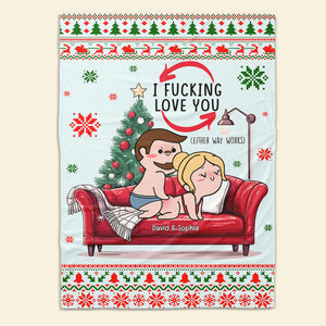 Personalized Gift for Couple, Naughty Couple On Sofa Christmas Blanket 03toqn031024hh - Blanket - GoDuckee