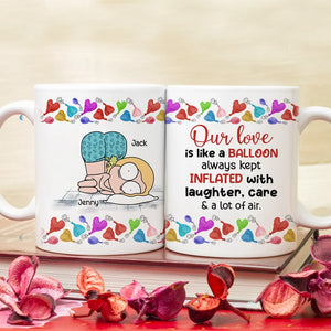 Our Love Is Like A Balloon - Personalized Couple Tumbler - Gift For Funny Couple - Coffee Mug - GoDuckee