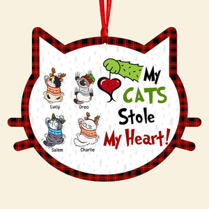 My Cats Stole My Heart-Personalized Ornament -Gift For Cat Lover- Christmas Gift- Cat Lover Ornament - Ornament - GoDuckee