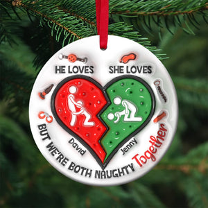 Personalized Gifts For Naughty Couple Ceramic Ornament 02ohtn161024 - Ornament - GoDuckee