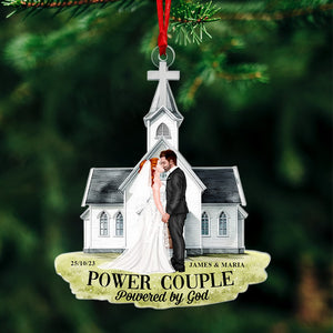 Power Couple Powered By God-Personalized Acrylic Ornament-Christmas Gift For Couple- Couple Ornament - Ornament - GoDuckee