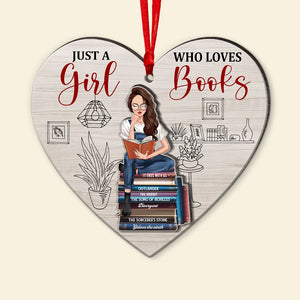 Just A Girl Who Loves Books-Personalized Wood Ornament - PW-2LWORM-03acqn030823tm - Ornament - GoDuckee