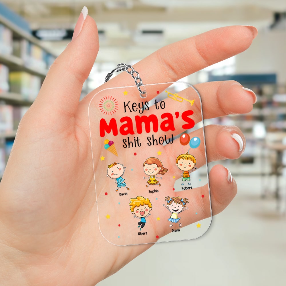Keys To Mama's Shit Show-Personalized Keychain- Gift For Family- Family Keychain - Keychains - GoDuckee