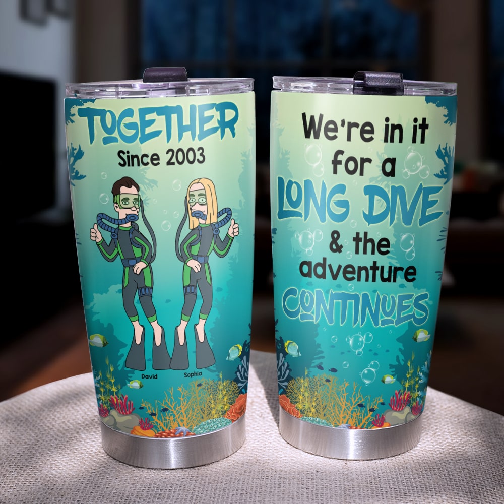 Scuba Diver Couple - Personalized Scuba Diver Couple Tumbler Customized  Name Insulated Cup Coffee Tumblers Gifts For