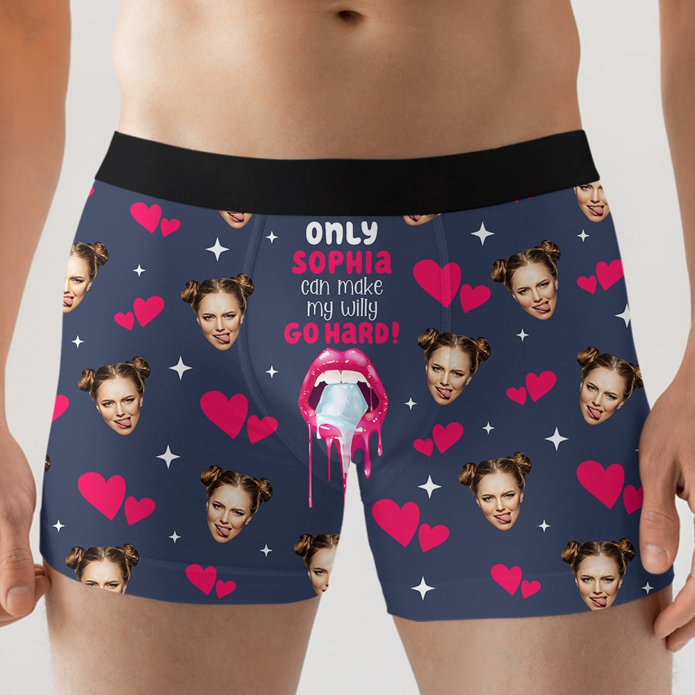 Only You Can Make my Willy Go Hard! -Custom Photo Men Boxer Briefs- Funny Couple Boxer - Boxer Briefs - GoDuckee