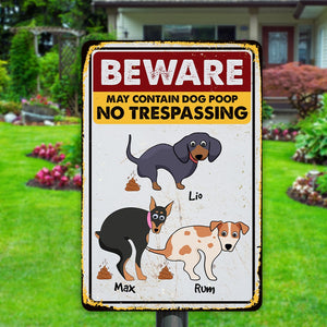 Beware May Contain Dog Poop - Personalized Metal Wall Art - Funny Gift For Dog Lovers - Metal Wall Art - GoDuckee