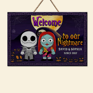 Welcome To Our Nightmare-Personalized Wood Sign- Gift For Halloween- Couple Wood Sign-happyc-03htqn090823 - Wood Sign - GoDuckee