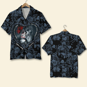 From Our First Kiss Till Our Last Breath-Personalized Hawaiian Shirt- Gift For Couple- Skull Couple Hawaiian Shirt - Hawaiian Shirts - GoDuckee