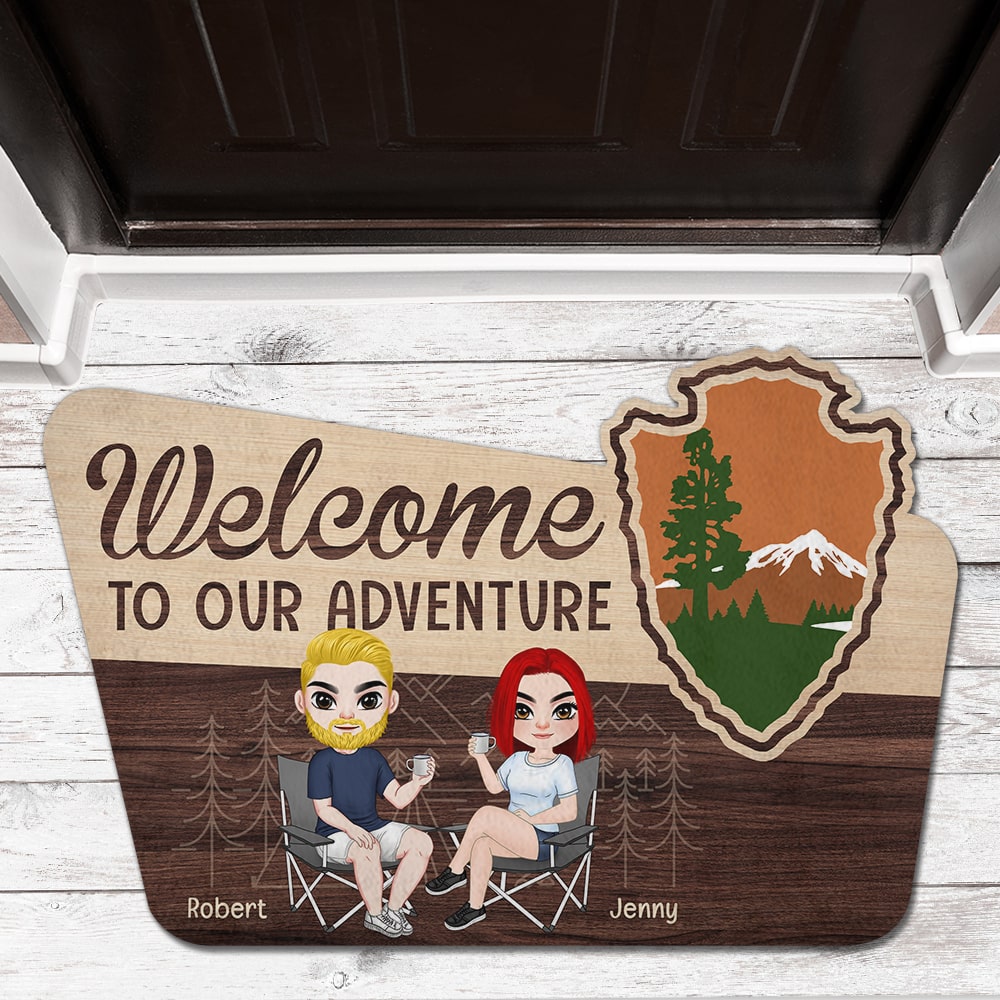Personalized Gifts For Camping Couple Doormat Welcome To Our Adventure - Doormat - GoDuckee
