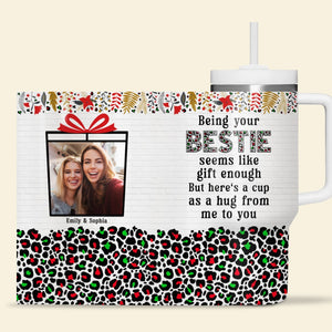 Here's A Cup As A Hug From Me To You-Personalized 40oz Tumbler With Handle-Gift For Bestie- Friends Tumbler - Tumbler Cup - GoDuckee